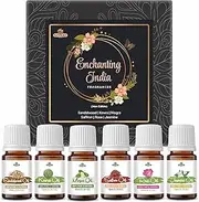 MYOC Enchanting India Essential Oils Gift Set for Aroma, Candle Making, Soap Making, Bath Bombs, Diffusers | 10ml Pack of 6