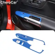 Door Handle Window Lift Button Decor Frame Trim For Ford Ford Mustang 15-20 Blue (for: Ford)