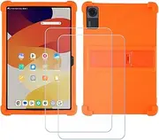FZZSZS Case for ECOPAD THTH-K12C Tablet + 2Pcs Tempered Glass Screen Protector Protective Film,Soft Gel Orange Shell Silicone Tablet Cover for ECOPAD THTH-K12C (10.1")