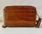 Michael Kors Tasseled Crocodile-Embossed Chain Crossbody Bag