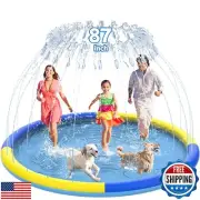 CACSPS 87" Non-Slip Splash Pad for Kids and Dog, Thicken Sprinkler Pool Summe
