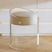 Transparent Acrylic Makeup Stool, Dressing Table Makeup Chair, Compact Makeup Stool, Artistic Makeup Chair, Soft Cushion, Can Be Placed Under The Table,White