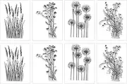 VGOL 8 Sheets Clear Stamps Dandelion Plum Blossom Orchid Reed 4 Patterns Decorative Plant Design Stamps for Card Making and DIY Scrapbooking