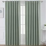 Smarcute 2X Blackout Curtains Blockout Back Tab/Rod Pocket Window Curtain Draperies for Living Room/Bedroom Soft Thick Triple Woven Fabric, Each Piece W132cm by D213cm - Sage