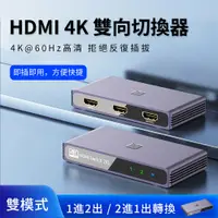 在飛比找PChome24h購物優惠-Sily HDMI一分二雙向切換器 4K@60HZ高清畫質 
