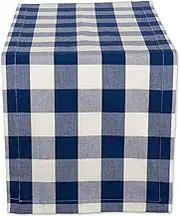 DII Buffalo Check Collection, Classic Farmhouse Table Runner, 14x72, Navy & Cream