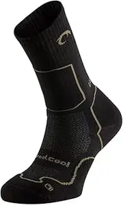 [Lurbel] Logan Five Socks, Seamless Trekking Socks, Anti Blister Socks, Anti-Odor and Breathable, Unisex Socks, Black/Sottobosco Green, Large