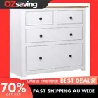 Wooden Sideboard 4 Drawers Rustic White Natural 80x40x83 cm Pine 2657