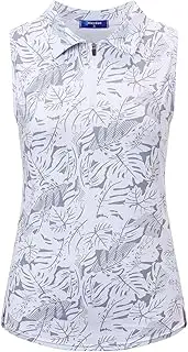 [Moydan] Women's Golf Polo Shirts Sleeveless Moisture Wicking Tennis Athletic T Shirts Zipper
