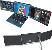 Teamgee Portable Monitor for Laptop, 13.3” Full HD IPS Display, Dual Triple Monitor Screen Extender, USB-A/Type-C Plug and Play for Windows, Android & Mac, Work with 13”-17” Laptops