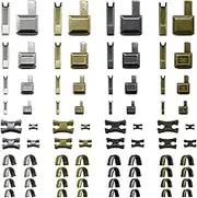 SHRJ 80Pcs Metal Insertion Pin Set Zipper Repair Kit Latch Slider Retainer, Zipper Sewing Accessories Open-End Bottom Top Stops for Jacket, Coat, Backpack, Handbag, Jeans, 4 Sizes