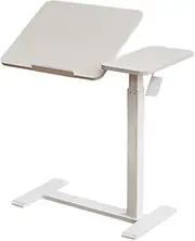 Over Bed Bedside Table Pneumatic Lift, Over The Bed Desk for Laptop Adjustable Height with Cup Slot 90° Folding, for Home School Hospital,B