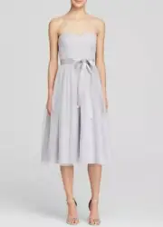 Aidan Mattox silver tulle strapless dress gown wedding formal bridesmaid NWT 4