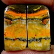 20.35 Cts Natural Bumble Bee Jasper 10X21 mm Cabochon Pair For Earring Gemstone