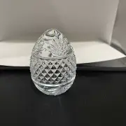 Solid Crystal Clear Egg Shaped Paperweight France 3.5" Vintage