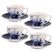 STP Porcelain J-229580, Mizuki Bone China Teacup & Saucer, Set of 4