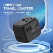 Universal Travel Adapter 1USB 2 Type-C Port International Plug Adapter Converter