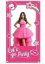 Hot Pink Girls Birthday Decorations Pink Photo Booth Props Princess Doll Theme Decor Let's Go Bachelorette Party Decoration for Girls Birthday Bridal Shower Party Supplies