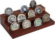 Samplife Challenge Coin Display Stand,Three-Tier Coin Rack Military Coins Display Holders Shelves,Wooden Army Collectible Coins Holder Case Holds 45-50 Coins Christmas Gift