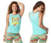 Zumba Love Over Likes Tank Top - Teal ~ sz Small ~ New! Free Ship!