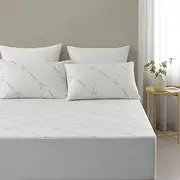Dreamaker Bamboo Blend Knitted Waterproof Mattress Protector, Natural Anti-micorbial & Hypoallergenic, Fully Fitted Deep Skirt, Breathable Rustle Free TPU Layer Protection - Double Bed