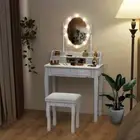 Costway Makeup Dressing Table with Lighted Mirror for Women