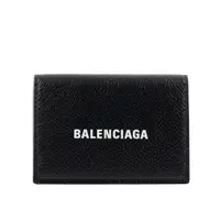 在飛比找PChome24h購物優惠-BALENCIAGA 經典LOGO 粒紋牛皮雙釦迷你三折短夾