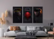 SET OF 3 PRINTS ON STRETCHED CANVAS FRAMED WISE MONKEYS PRINT POSTER HOME DECOR