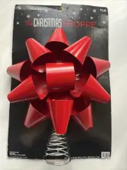Large Red Metal Bow Christmas Tree Topper NEW