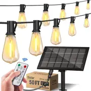 50 FT Solar String LED Lights Outdoor Waterproof With Remote Control and Timer