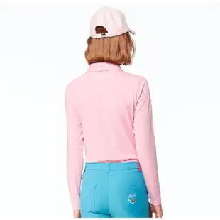 【Jack Nicklaus 金熊】GOLF女款吸濕排汗剪接配色POLO/高爾夫球衫(粉色)