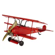 Boyle 37.5cm Ornament Red Baron Plane Standing Metal Vintage Home Decor Red