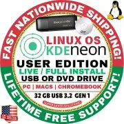 KDE NEON LINUX OS / USER EDITION / BOOTABLE USB/DVD LIVE FLASH PEN-DRIVE