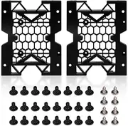 KOOBOOK 2Pcs 5.25" to 3.5" 2.5" SSD HDD Tray Caddy Case Adapter Hard Disk Drive Bays Holder Cooling Fan Mounting Bracket for PC