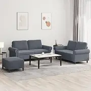 Dark Grey Velvet Sofa Set with Cushions, Couch and Modular Design for Living Room, Small Space, Comfortable Seating Concept, Furniture Set