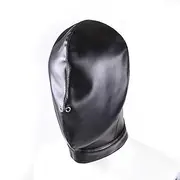 Adult Sex Toy, Leather Costume Restraint Mask Hood All Closed Mouth Gag Headgear Harness Hood Fetish Bondage Head Mask,SM Flirting Head Mask