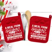Meal From Scratch Label Off The Box (2) Pocket Pot Holder Oven Mitt 08reddbl