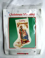Dimensions "Christmas Morning" Stocking Crewel Embroidery Kit Holy Family