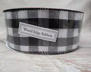 New Buffalo Check Plaid Ribbon 2.5" x 75 FT Black & White Jumbo Roll Easter Fall
