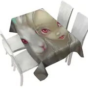 Faces of Faery #100 Beautiful Albino Girl and Bunny Tablecloth