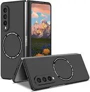 CCSamll Magnetic Phone Case for Samsung Galaxy Z Fold3 5G Compatible with Magsafe, Military-Grade Shockproof Case with Built-in Magnet Circle for Samsung Galaxy Z Fold 3, MS Black