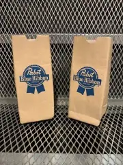 RARE Pabst Blue Ribbon 2x PBR BEER 16oz Paper Bag Style CAN WRAP REAL KOOZIE NEW
