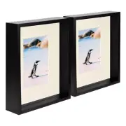 2x Black 8" x 10" 3D Deep Box Photo Frames Ivory 4" x 6" Mount Shadow Picture