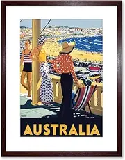 Travel Australia Beach Sea Sand Sun Bondi Swim Framed Wall Art Print