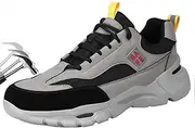 [SDEQA] Steel Toe Sneakers for Mens Lightweight Indestructible Safety Shoes Non Slip Work Shoes Composite Toe Shoes Puncture Proof Shoes for Construction
