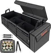 EAROND Car Trunk Organizer with Portable Leakproof Cooler Bag,Foldable Cover,Adjustable Securing Straps,Collapsible Trunk Organizer for Car,SUV,Truck and Other Vehicles(4-in-1 with Cooler)