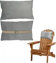 Ostlttyn Headrest Cushion Pillow for Sunlounger, 40x25x8cm Large Recliner Head Pillow with Adjustable Straps for Garden Bench Lounge Chair, Grey