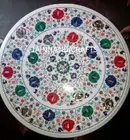 3' Marble dining Coffee Table Top Abalone Shell Inlay Work Side Table for Hotel
