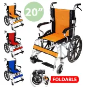 16/20 Inch Wheelchair Manual Folding Adult Wheel Chair Portable Foldable Black