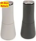 Milltop non spill salt and pepper mill set refillable ceramic grinder white grey